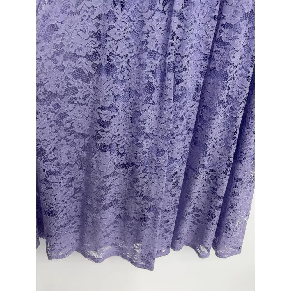 Fairycore Purple Lace Maxi Skirt Romantic Cottagecore Flowy Small Croquette